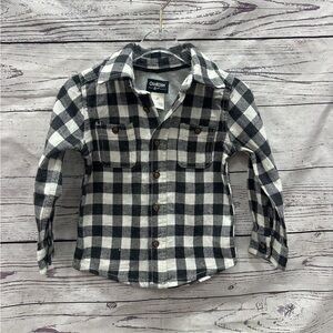 Oshkosh B’Gosh Boys Black and White Plaid Shirt Size 2T